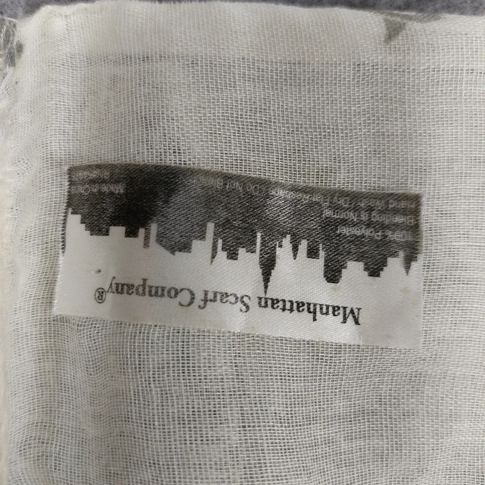 MANHATTAN SCARF COMPANY WOMENS WHITE GRAY SHEER INFINITY OWL PRINT SCARF 29×69